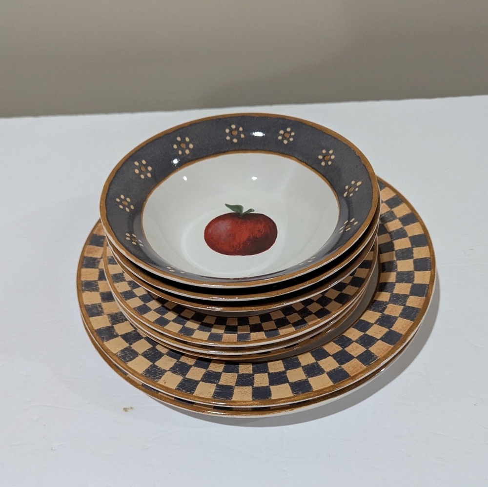 Block Elegant Checkered Replacement Dinnerware Piece, Country Orchard